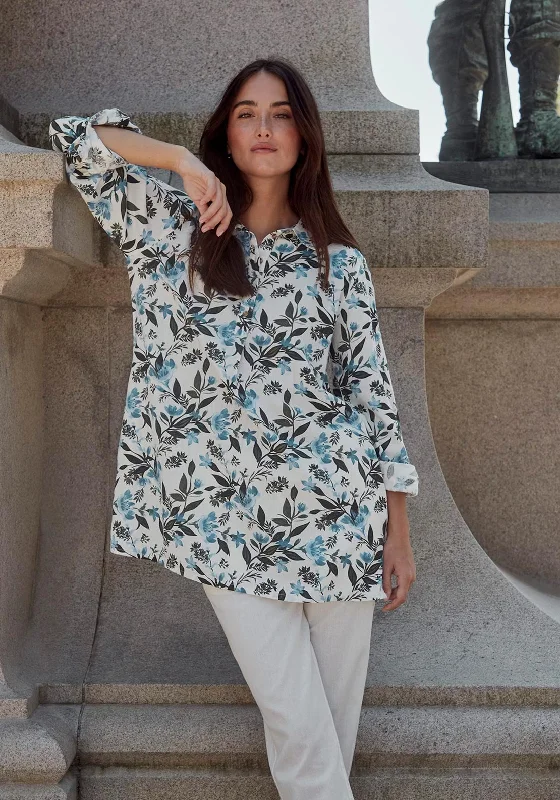 Stylish Jackets Fransa Maddie Longline Tunic Blouse, Hydrangea