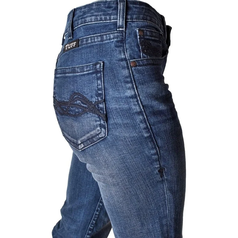 Cozy Fashion Cowgirl Tuff Western Jeans Womens Double Blues Dark Wash JDBBLZ