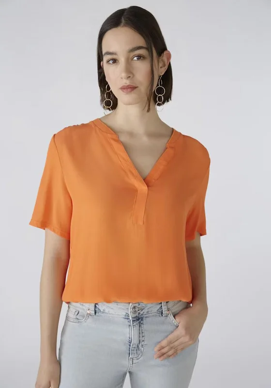 Chic Comfort Wear Oui V Neck Top, Vermillion Orange