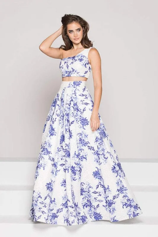 Soft Comfort Colors Dress Two Piece Asymmetric Floral Evening Dress 1836