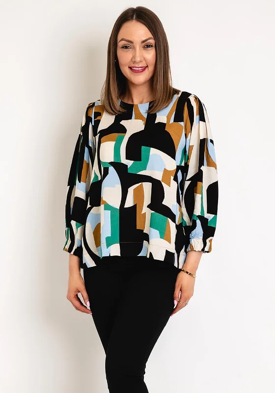 Modern Chic Masai Brisa Geo Print Blouse, Green Lake