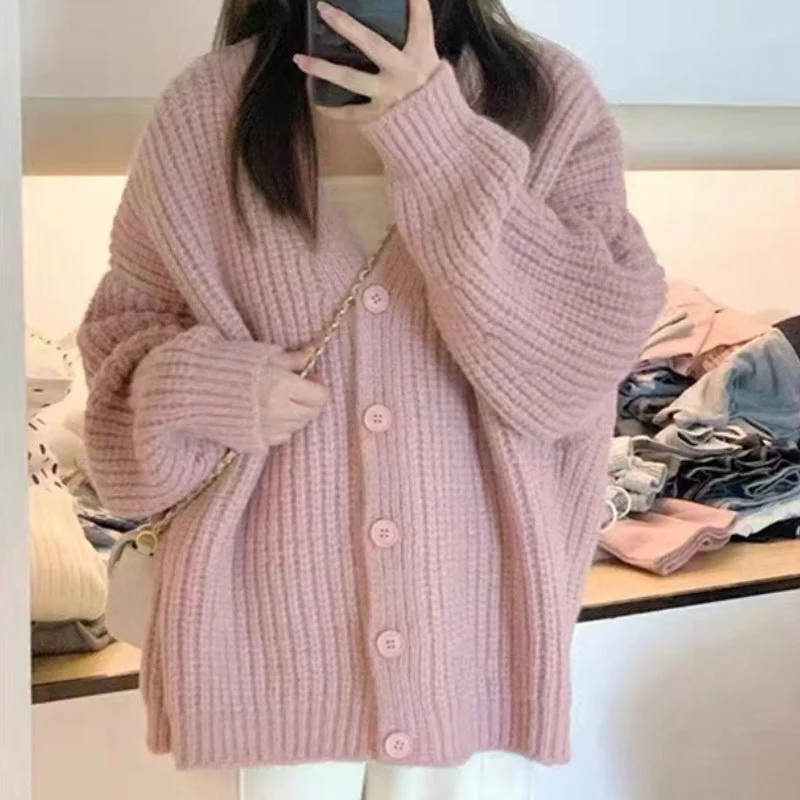 Relaxed Fits Casual Plus Sizes Knitted Cardigan Sweaters