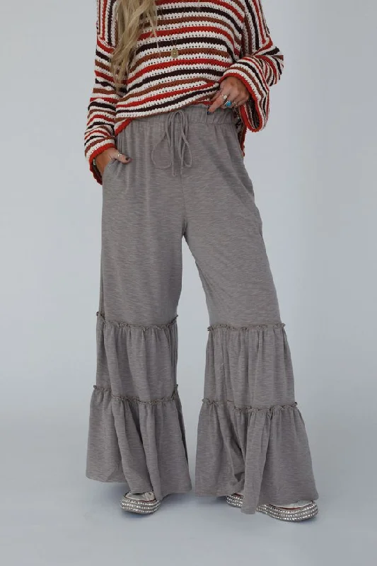 Effortless Looks The Nest Milla Ruffled Wide Leg Pants - Brown