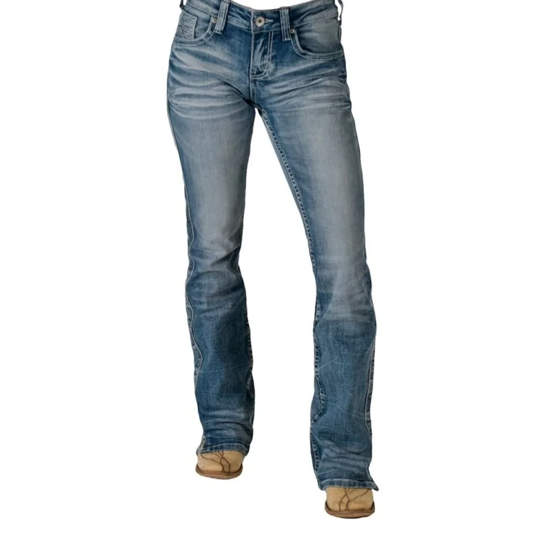 Cozy Chic Trends Cowgirl Tuff Western Jeans Womens Dynamite Bootcut Medium Wash JDYNOM