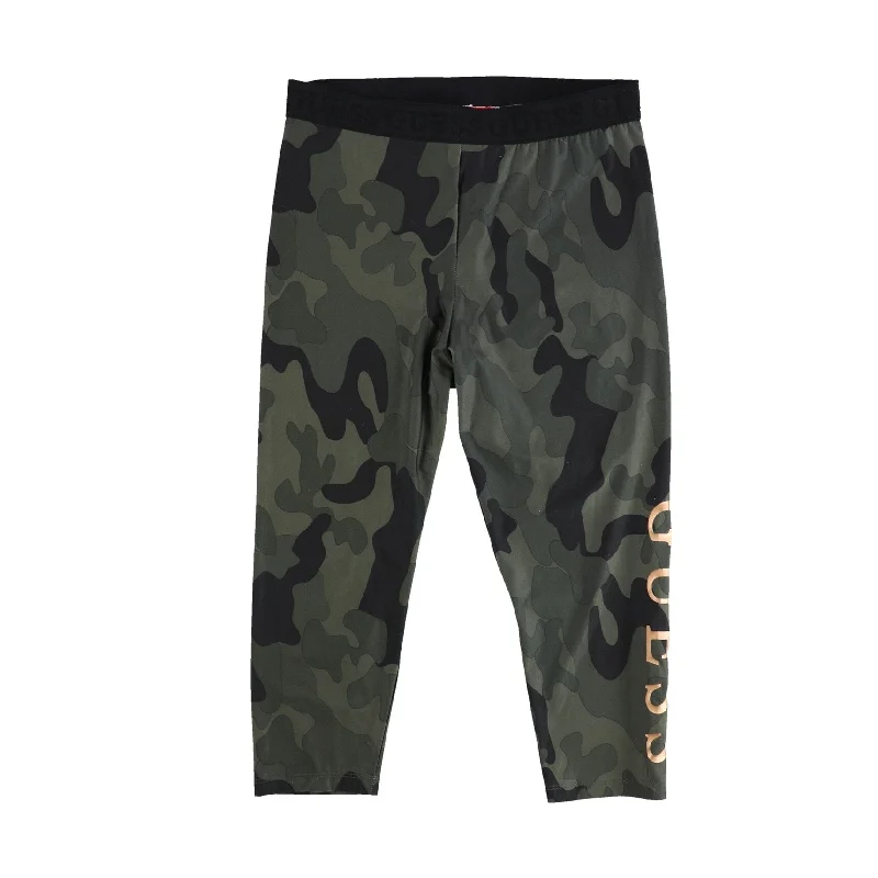 Chic Outfits GUESS Womens Camouflage Cropped Casual Leggings, Green, Medium