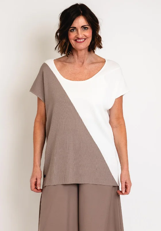 Simple Looks Malissa J One Size Two Tone Top, Mushroom