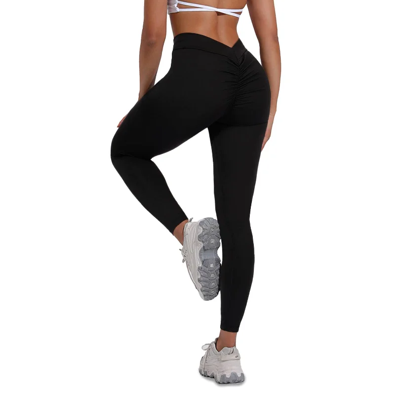 Timeless Style V Back Scrunch Leggings Soft Butt Lifting - Black
