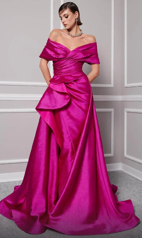 Cozy Essentials Wear MNM Couture 2747A - Off Shoulder Overskirt Evening Gown