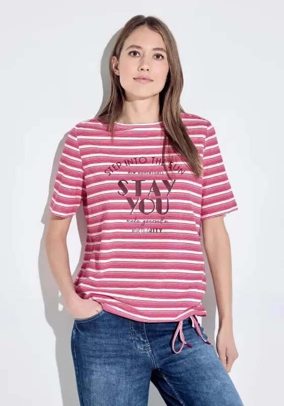 Soft Trends Cecil Mix Striped Drawstring Hem, Pink Sorbet