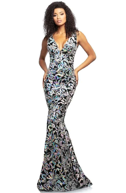 Trendy Layers Johnathan Kayne 2106 - Velvet Sequin Mermaid Evening Gown