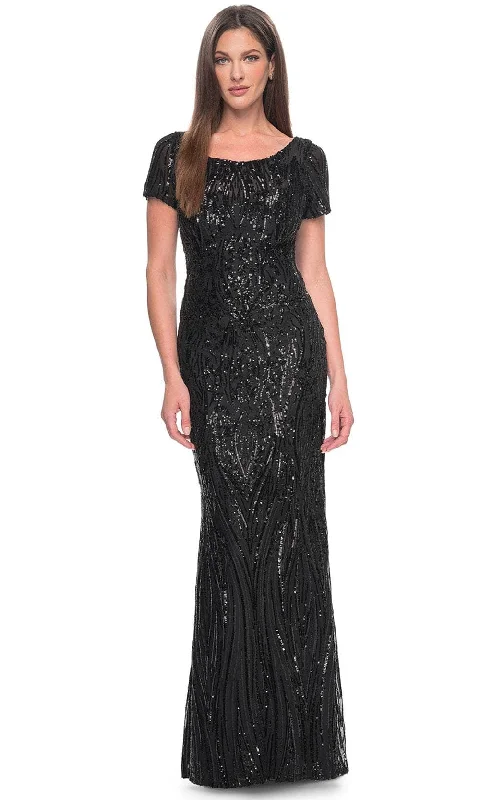 Relaxed Tops La Femme 31852 - Scoop Neck Sequin Evening Dress