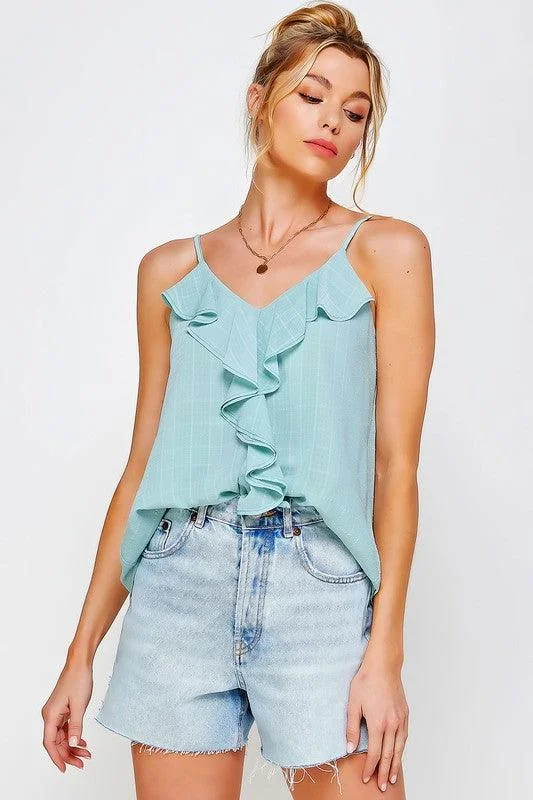 Easy Chic Wear Sweet Generis Ruffle Frill Tank Top