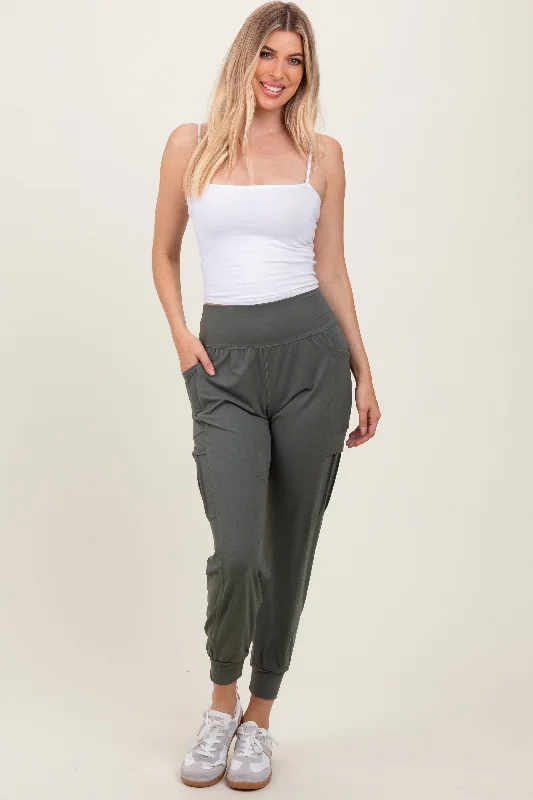 Weekend Comfort Olive Cargo Pocket Jogger Pants