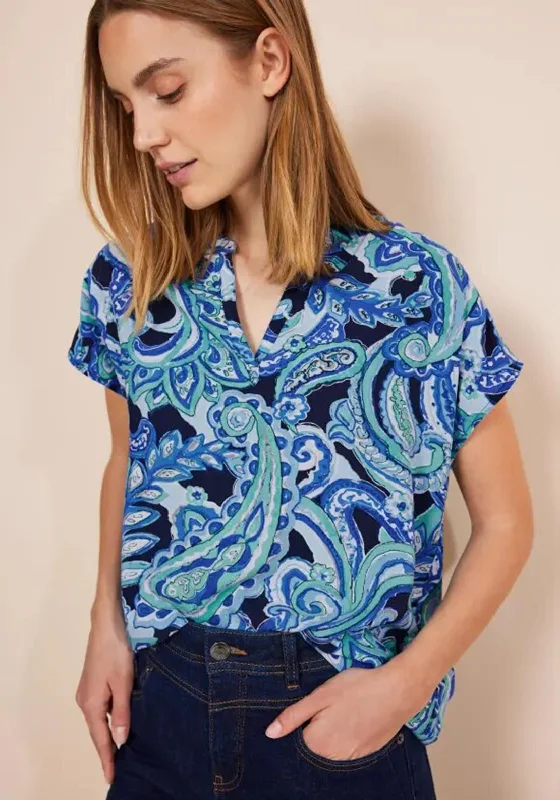 All-Day Outfits Street One Paisley Print Blouse, Intense Aqua