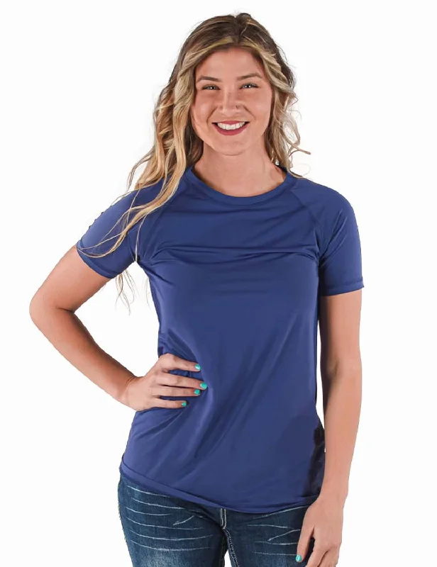 Trendy Looks Cowgirl Tuff Womens Cooling UPF Raglan Baseball Indigo Nylon S/S T-Shirt Trendy Looks Cowgirl Tuff Womens Cooling UPF Raglan Baseball Indigo Nylon S/S T-Shirt