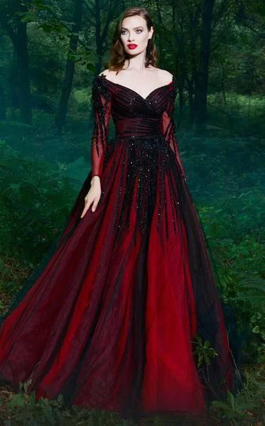 Cozy Essentials Wear MNM Couture - 2490 Off-Shoulder Sequined Ballgown