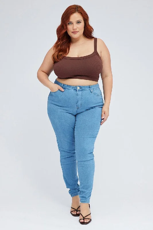 Breathable Style Denim Skinny Jeans High Rise