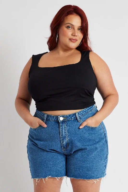 Cozy Lifestyle Denim Relaxed Shorts High Rise