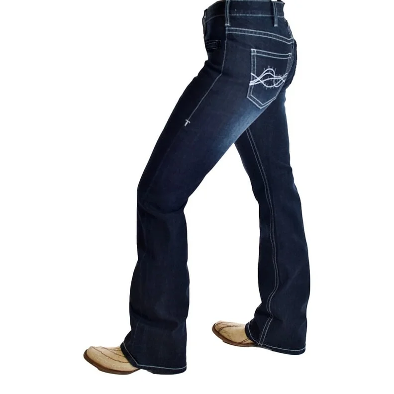 Comfy Dress Cowgirl Tuff Western Jeans Womens Bootcut Medium Wash JREALT