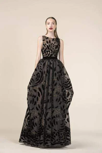 Cozy Fashions Saiid Kobeisy - Sleeveless Bateau Tulle Brode A-line Dress RE3583