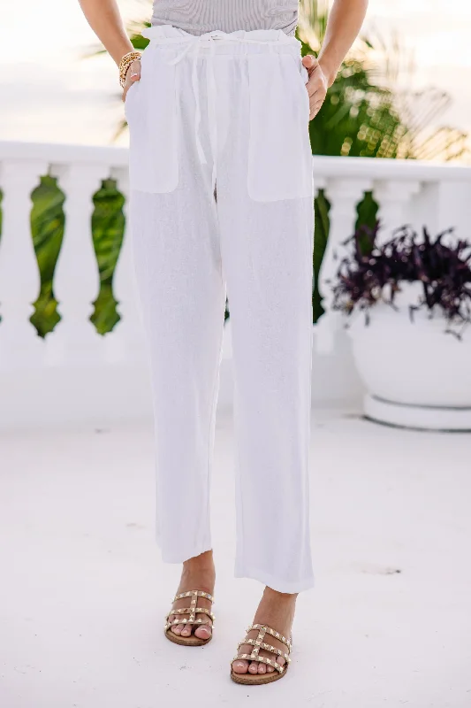 Sporty Wear Let's Go For A Walk White Linen Pants