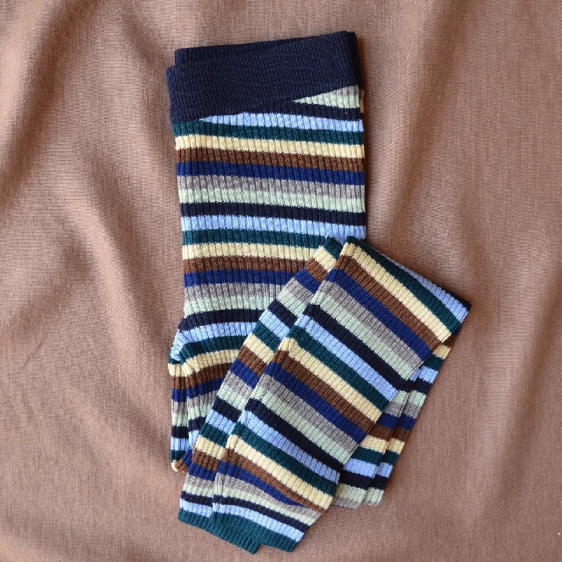 Easy Chic Wear 3/4 Length Leggings - 100% Merino - Multi Stripe (Teens-Womens S)