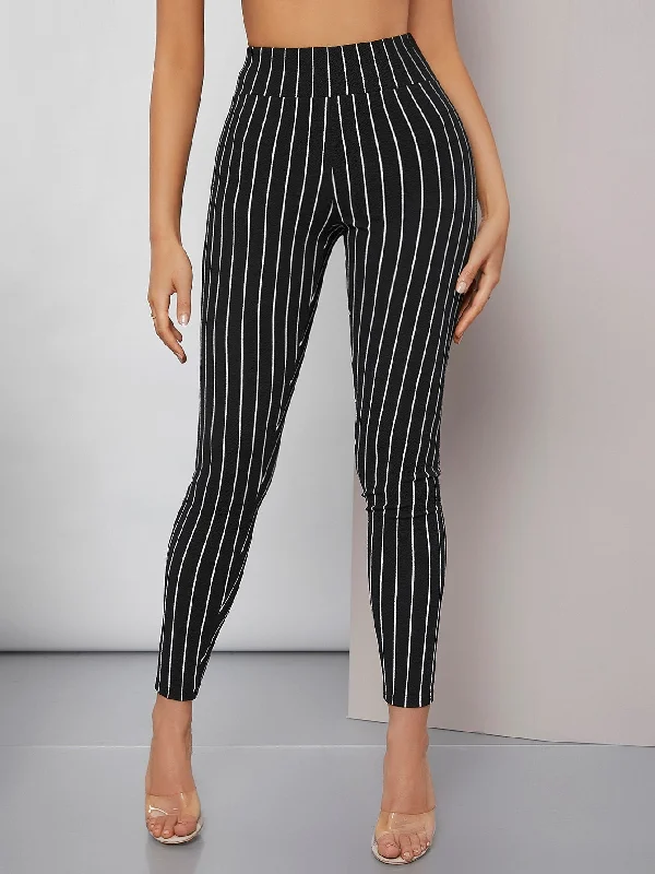 Chic Outfits Mulvari Wide Waistband Striped Leggings