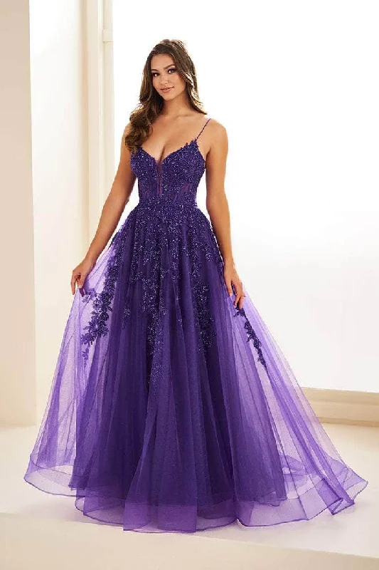 Trendy Dresses Ellie Wilde EW34036 - Lace Adorned Corset Back Prom Dress