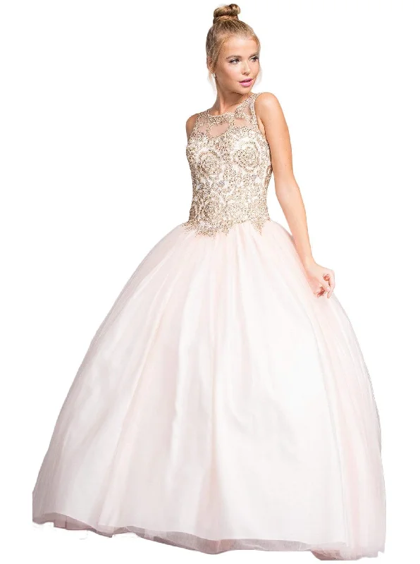 Comfortable Tops Trevi Collection - Embellished Illusion Bateau Evening Ballgown