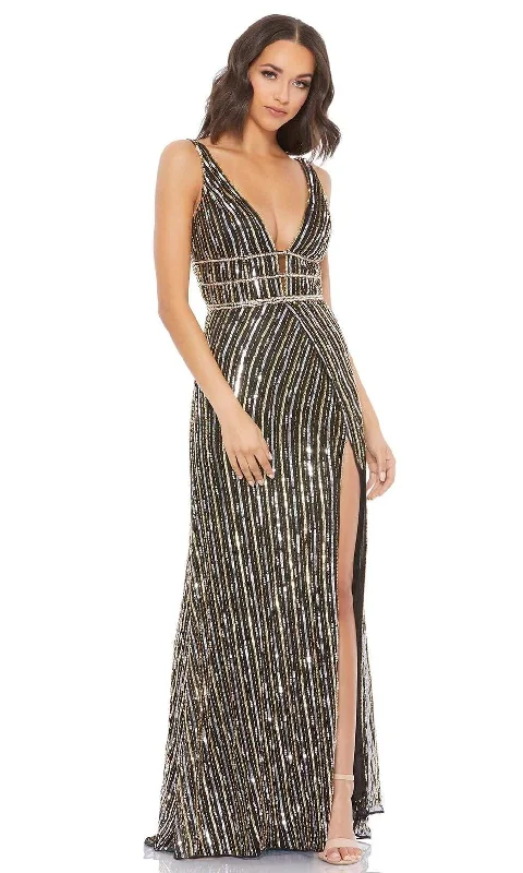 Casual Comfort Wear Mac Duggal - 5232 Sequin-Stripe High Slit Dress