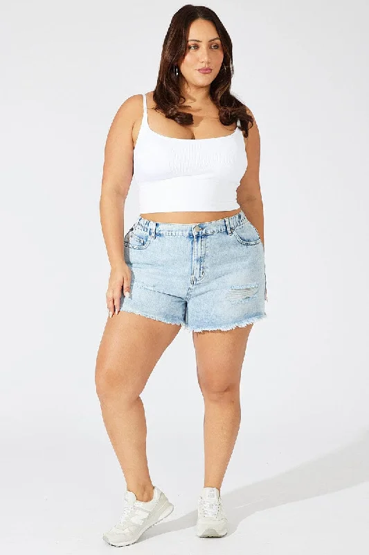 Comfortable Jackets Denim Relaxed Shorts High Rise