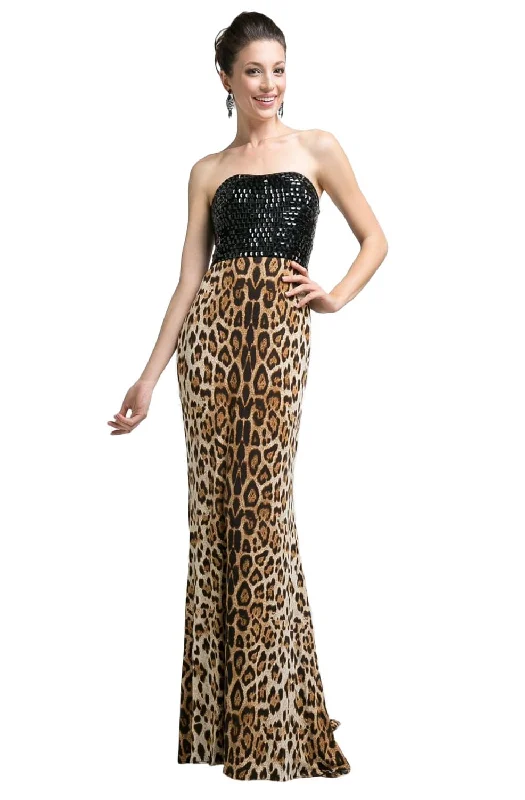 Soft Casuals Cinderella Divine - S5235 Cheetah Printed Long Sheath Dress