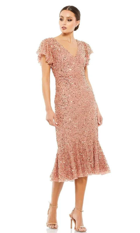 Comfortable Fashion Looks Mac Duggal - 10801 Sequined Deep V-Neck Sheath Dress