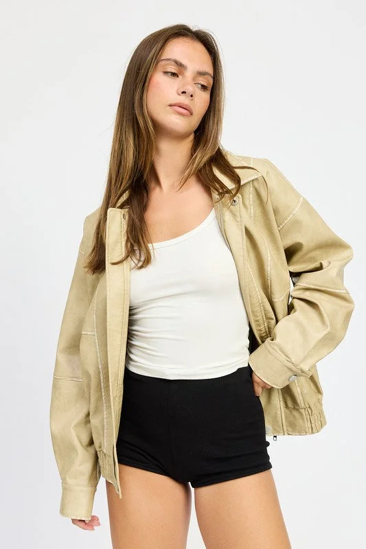 Soft Comfort Wear Vintage Oversized Bomber Jacket