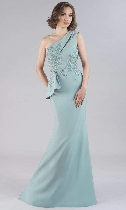 Stylish Jackets Gia Franco - 12101 Asymmetric Embroidered Crepe Gown