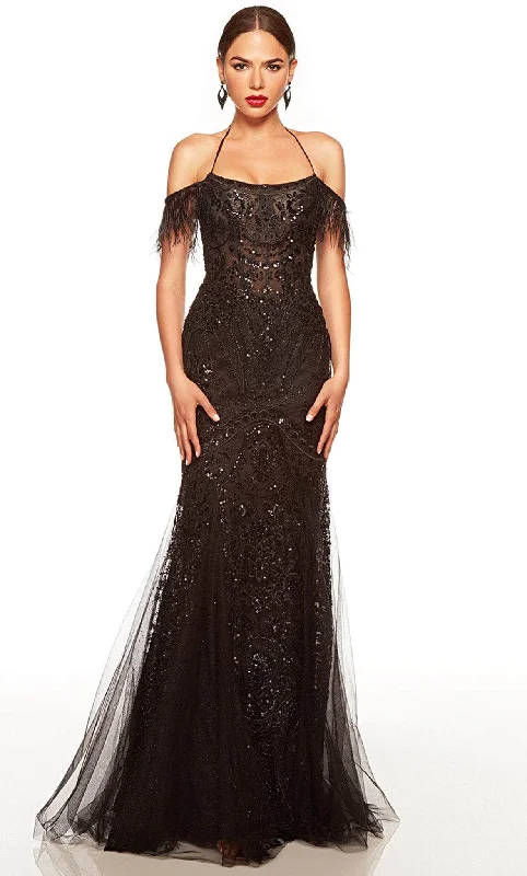 Versatile Casuals Alyce Paris 61416 - Beaded Lace Scoop Neck Prom Gown