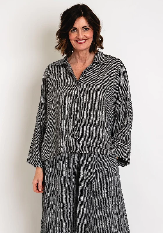 Easy Chic Wear Malissa J One Size Striped Shirt, Black