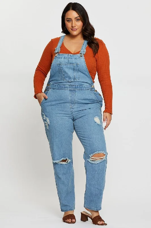 Sporty Comfort Blue Denim Overall
