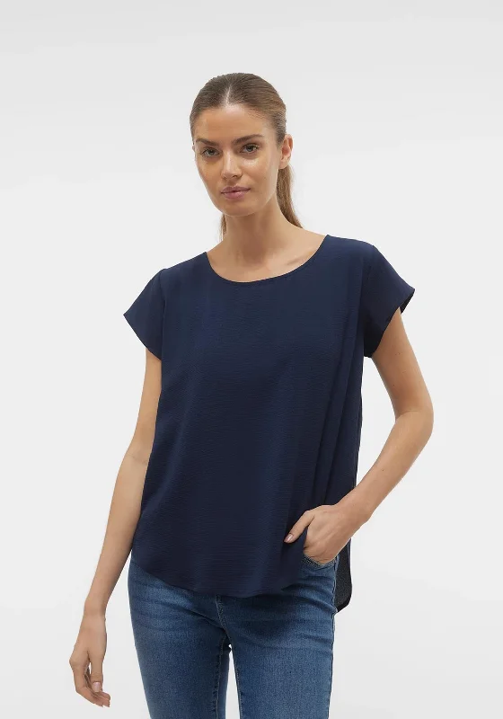 Casual Fit Wear Vero Moda Saki Zip Back Top, Navy Blazer