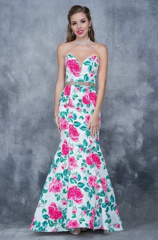 Cozy Lifestyle Nina Canacci - Floral Deep Sweetheart Mermaid Dress 1362 - 1 pc White Print in Size 4 Available Cozy Lifestyle Nina Canacci - Floral Deep Sweetheart Mermaid Dress 1362 - 1 pc White Print in Size 4 Available