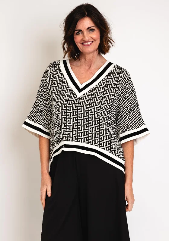 Soft Textures Natalia Collection One Size Greek Key Top, Black