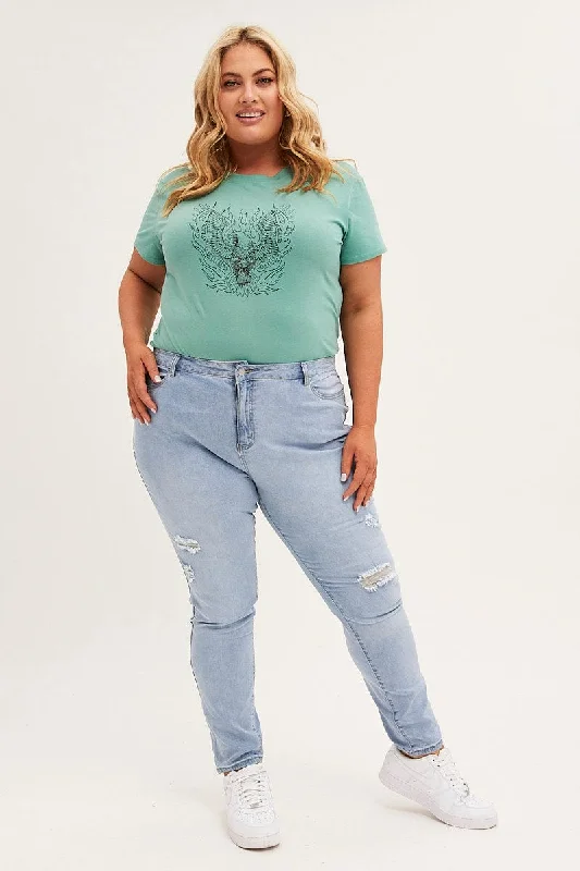 Easygoing Fashion Blue Mid Rise Skinny Jeans