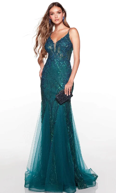 Breathable Style Alyce Paris 61419 - Embroidered Bodice Sleeveless Classic Prom Gown