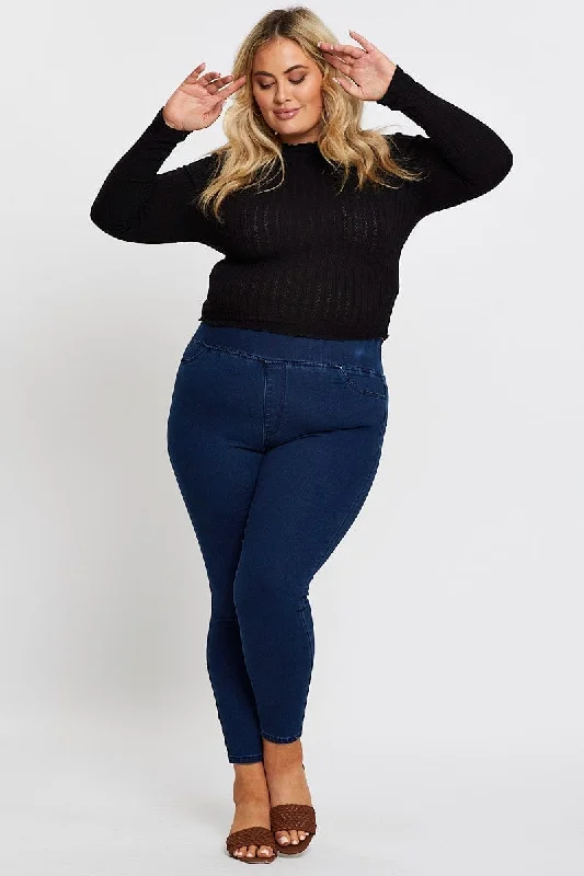 Elegant Fit Dk Indigo High Rise Denim Jeggings