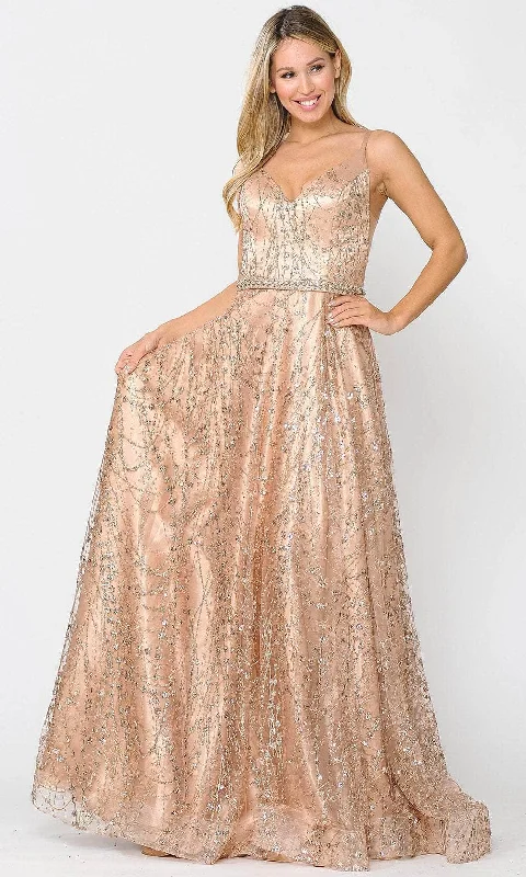 Easy Chic Wear Poly USA 8450 - Embellished Sleeveless V-Neck Gown