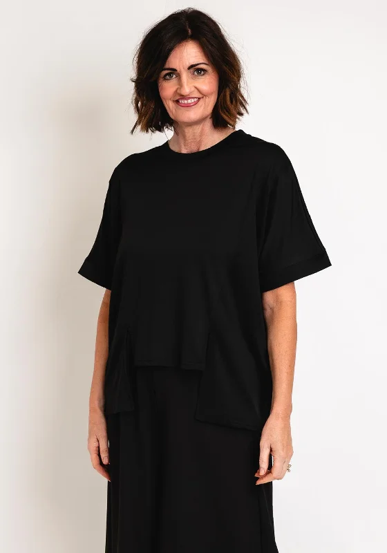 Comfortable Fitwear Malissa J One Size Asymmetrical Top, Black