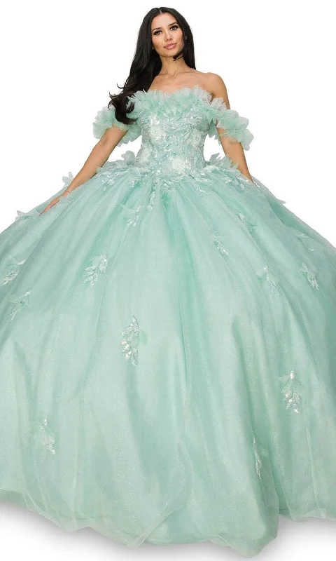 Versatile Style Cinderella Couture 8065J - Off-Shoulder Ruffle Detailed Ballgown