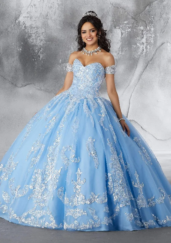 Casual Comfort Wear Vizcaya by Mori Lee - 89186 Sequined Motif Tulle Ballgown