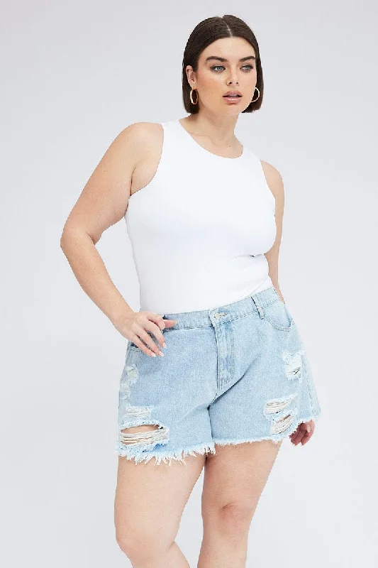 Easy Wear Chic Denim Relaxed Shorts High Hise