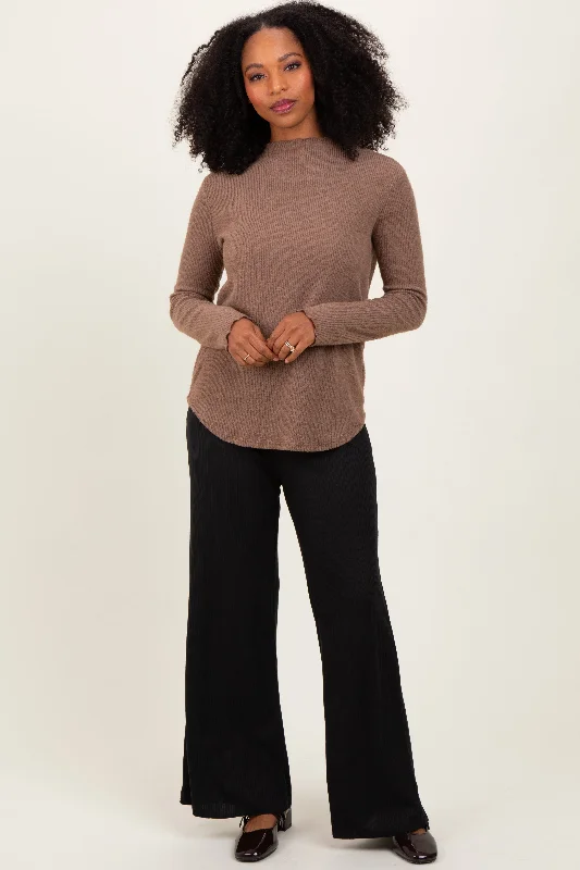 Relaxed Clothing Black Ribbed Smocked Waistband Wide Leg Pants